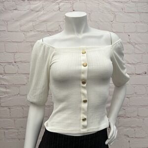 Love J Women's White Cold Shoulder T Shirt Casual Blouse Size S